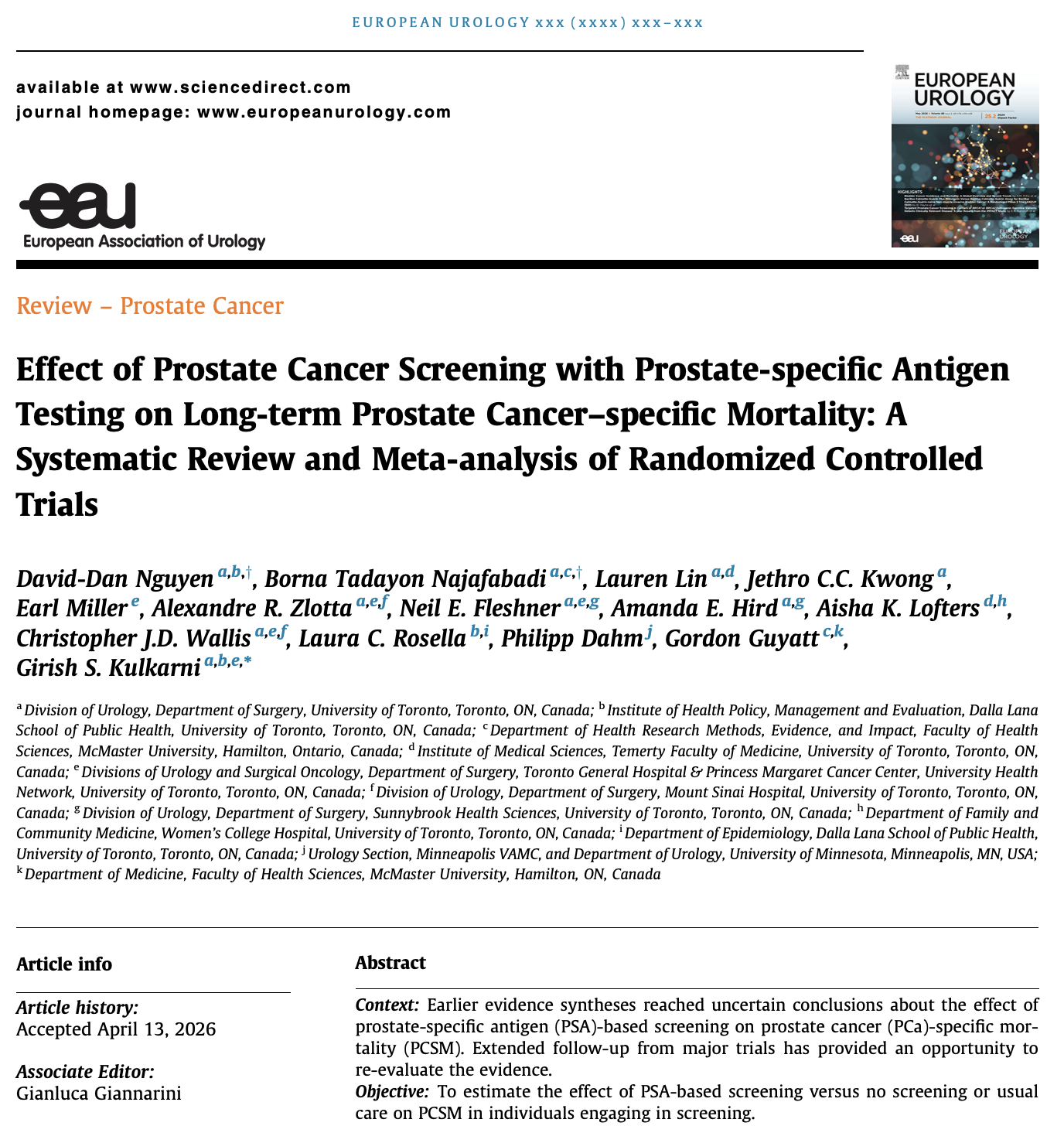 European Urology article preview